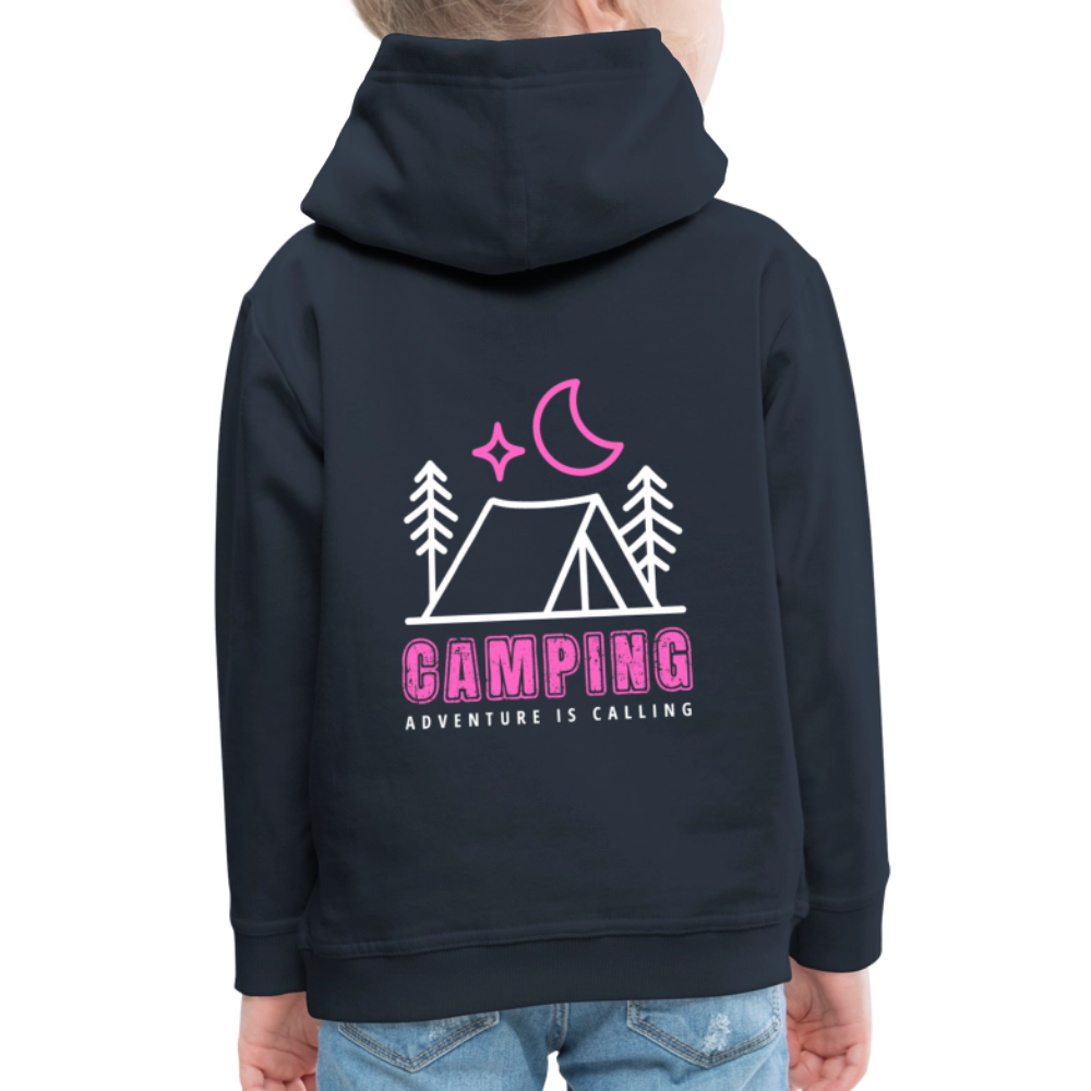 Shirtglück Kinder Premium Hoodie "HAPPY CAMPER - Adventure is calling - CAMPING pink" | schwarz & navy - Navy