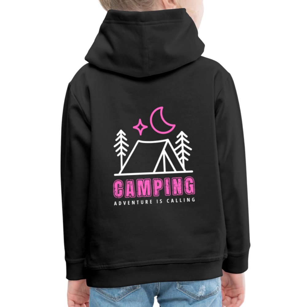 Shirtglück Kinder Premium Hoodie "HAPPY CAMPER - Adventure is calling - CAMPING pink" | schwarz & navy - Schwarz