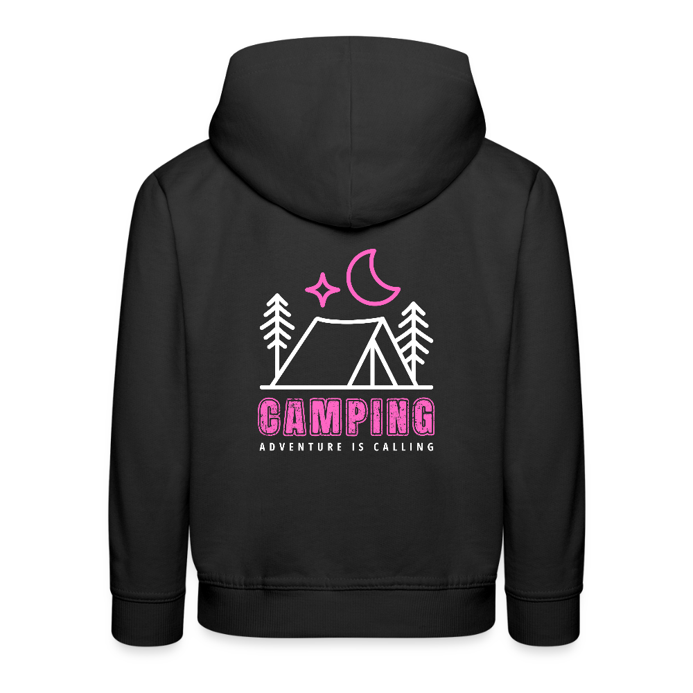 Shirtglück Kinder Premium Hoodie "HAPPY CAMPER - Adventure is calling - CAMPING pink" | schwarz & navy - Schwarz
