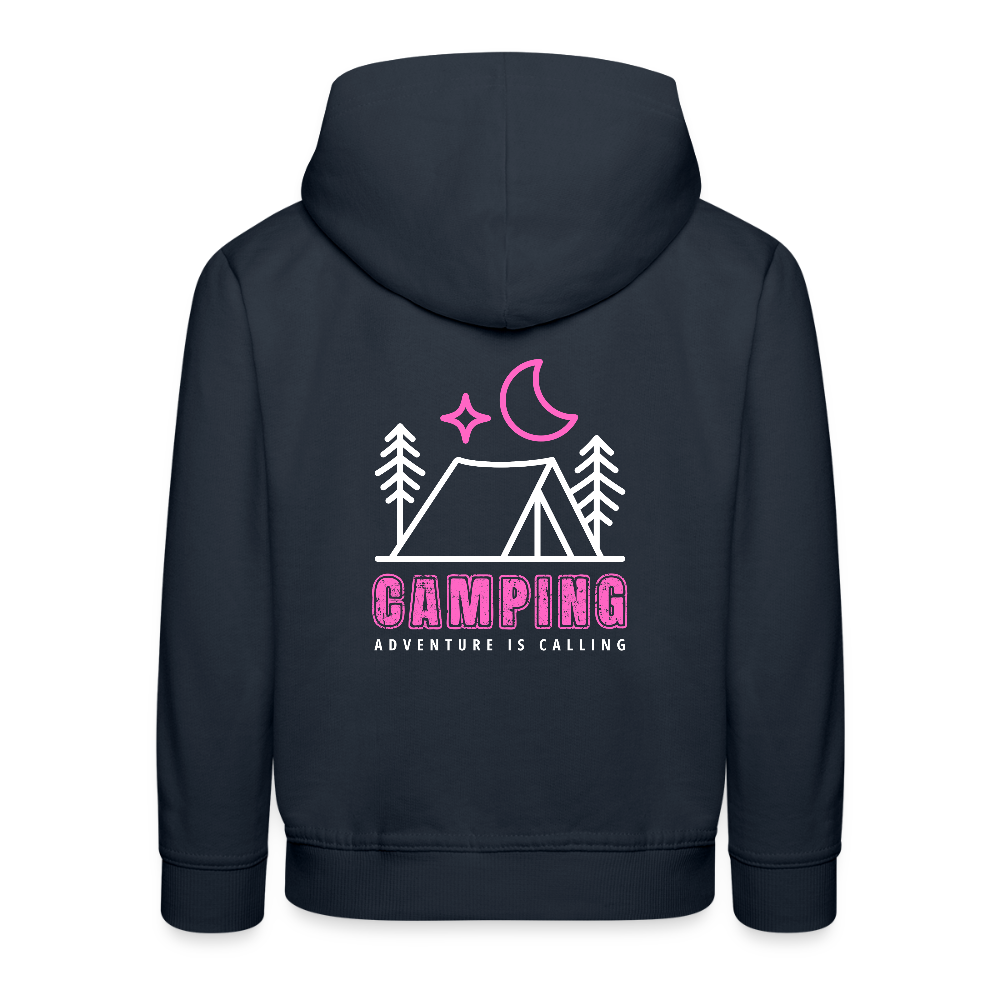 Shirtglück Kinder Premium Hoodie "HAPPY CAMPER - Adventure is calling - CAMPING pink" | schwarz & navy - Navy