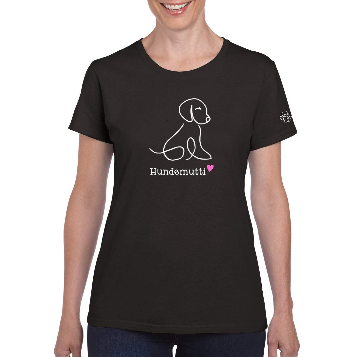 SHIRTGLÜCK vielseitiges Damen-T-Shirt "Hundemutti" mit Rundhalsausschnitt | 100% Baumwolle mit 180 g/m²