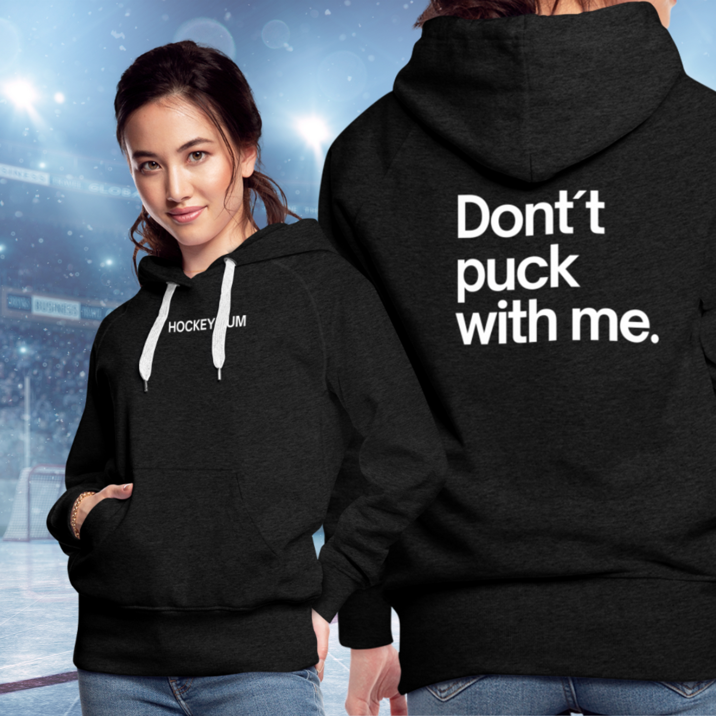 SHIRTGLÜCK Damen Premium Hoodie „HOCKEYMUM - Don´t puck with me.“