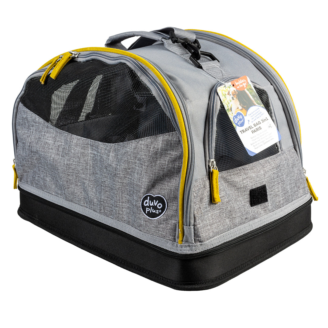 DUVO+ Cozy Paris Travel Bag / Reisetasche für kleine Hunde & Katzen | 3in1 grau