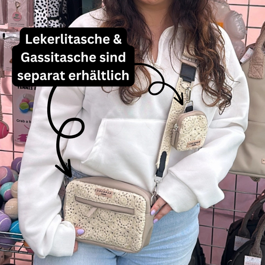 COCOPUP LONDON Bag Strap / Taschenriemen | Caramel Latte mit Häkelmuster Festival