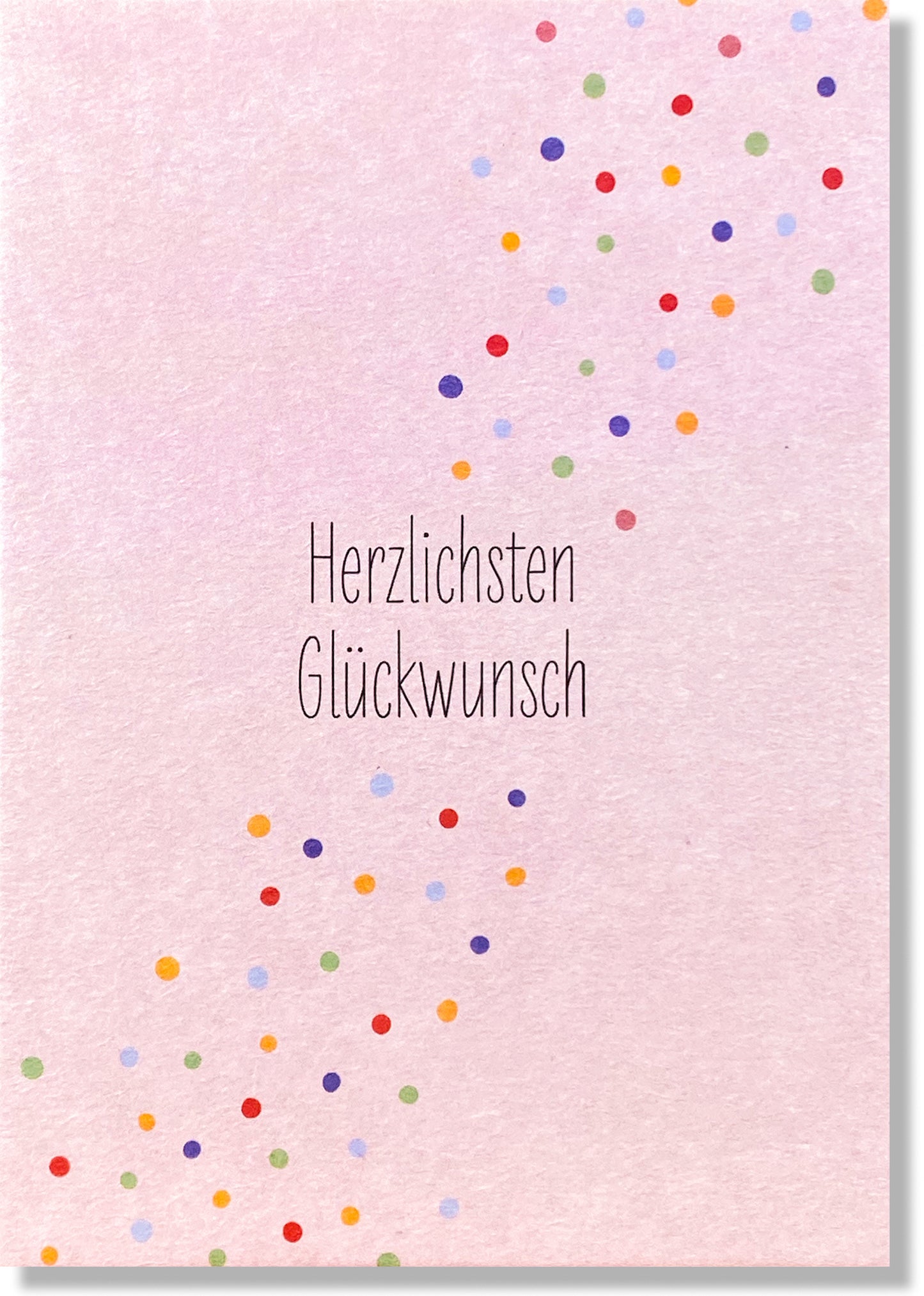 KEITCARDS Postkarte aus Holzschliffkarton in rosa mit bunten Punkten "Herzlichsten Glückwunsch" | DIN A6