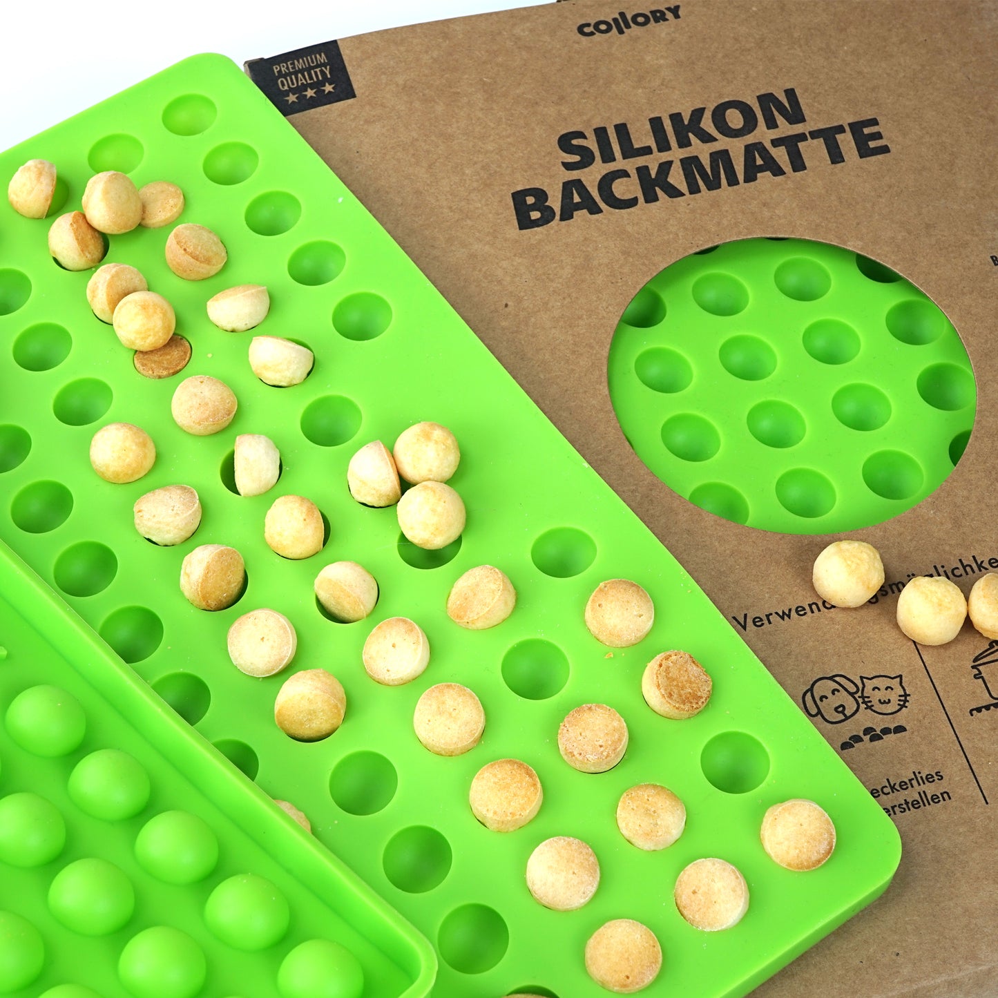 COLLORY Backmatte "Halbkugel" aus 100% lebensmittelechtem Platinsilikon zur Herstellung von Hundekeksen