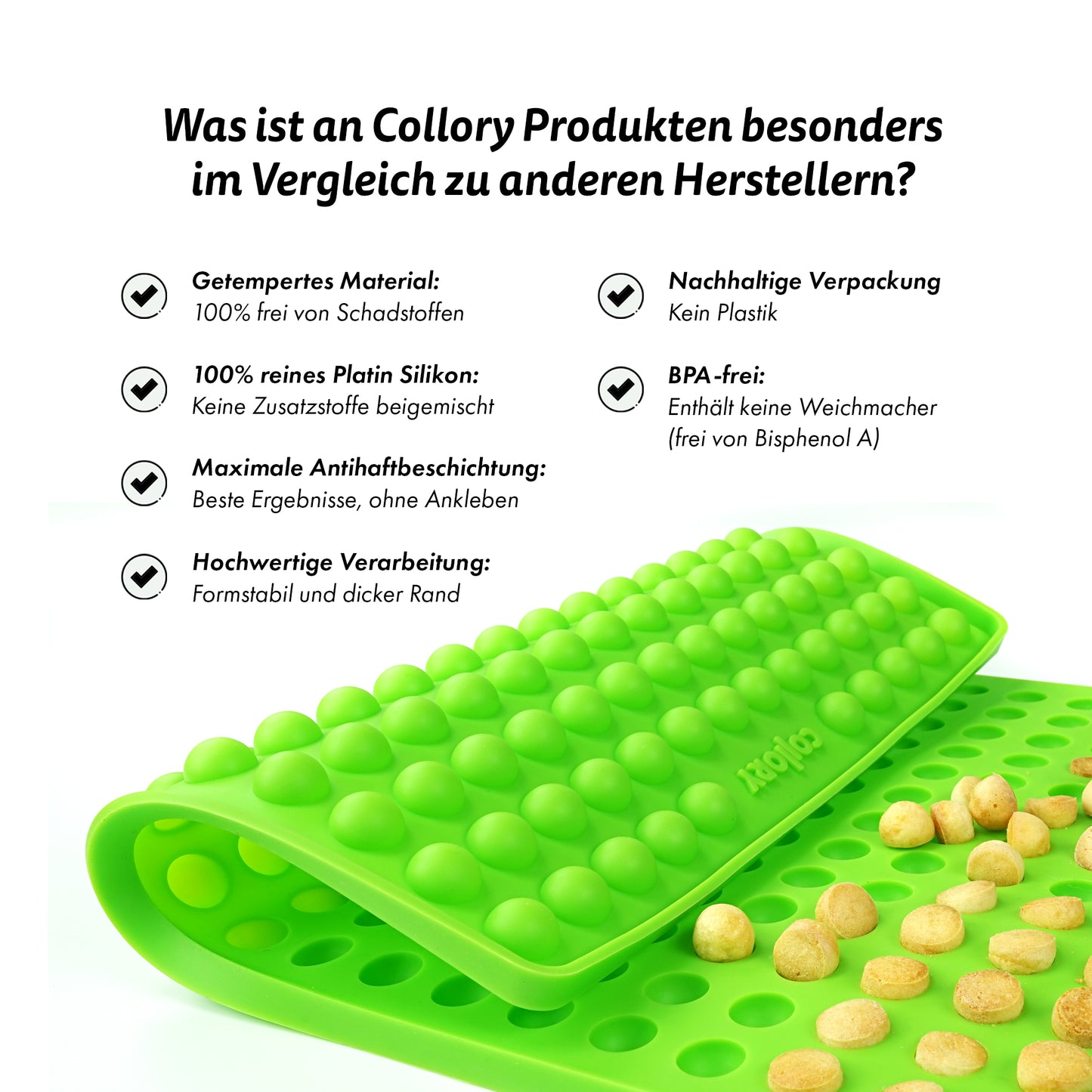 COLLORY Backmatte "Halbkugel" aus 100% lebensmittelechtem Platinsilikon zur Herstellung von Hundekeksen