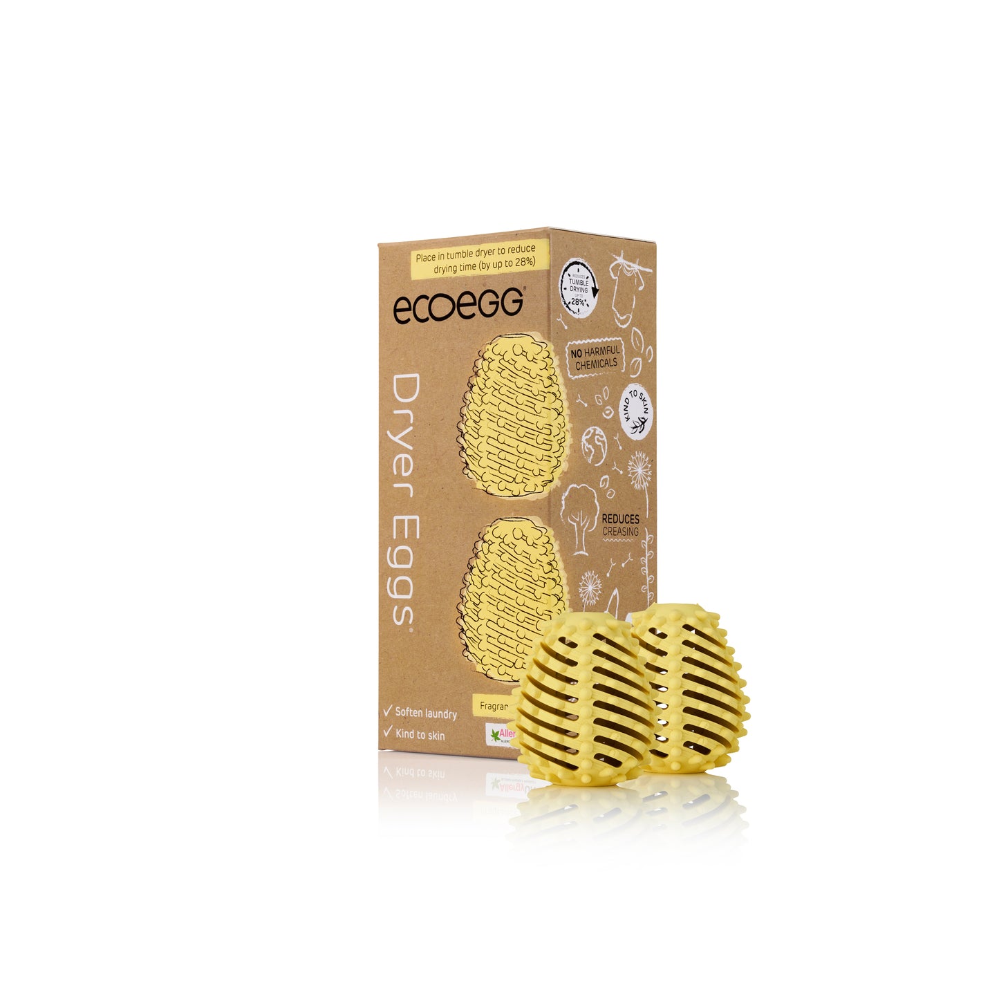 ECOEGG Dryer Egg® - 2 Stück Trocknerei GELB durftlos | eiförmige Trocknerbälle | umweltfreundlich | zero waste | vegan