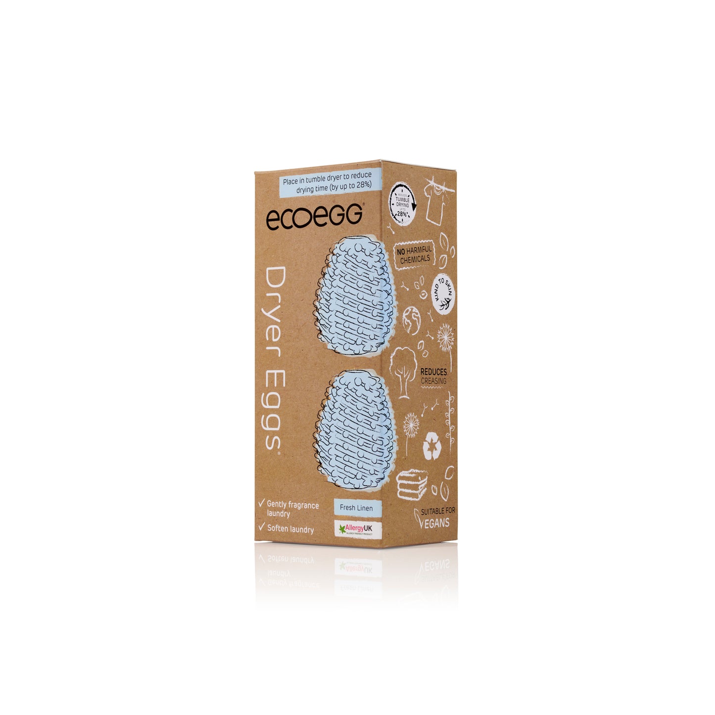 ECOEGG Dryer Egg® - 2 Stück Trocknerei BLAU inkl. 4 Duftsticks Fresh Linen / Duft nach frischer Bettwäsche | eiförmige Trocknerbälle | umweltfreundlich | zero waste | vegan