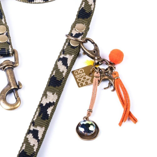 GROC GROC handgefertigte leichte Hundeleine LUCKY in Camouflage Design verde | Tranfleck grün | 118cm