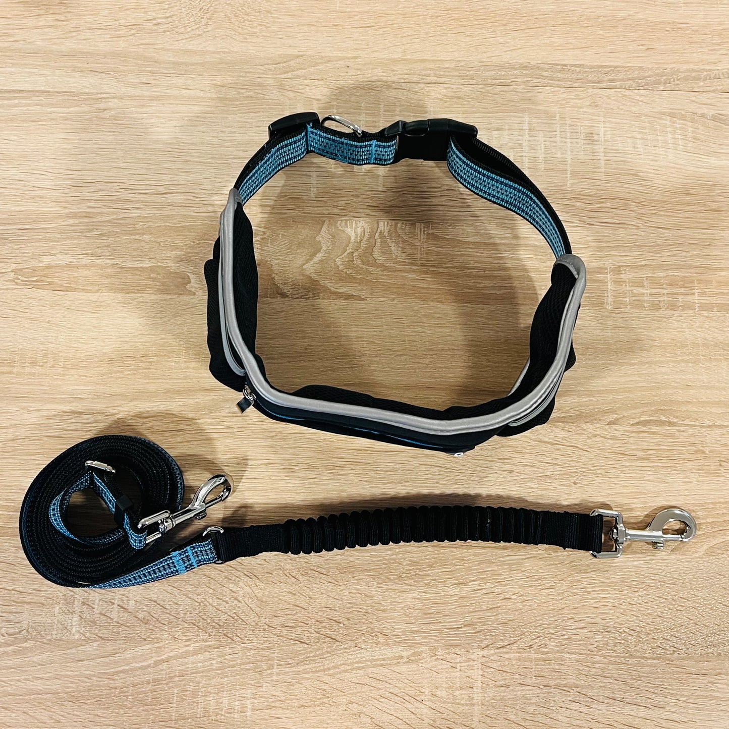 DUVO+ Sportgurt mit verstellbarer Leine / Sports Belt & Line aus Nylon & Neopren | schwarz-blau-türkis
