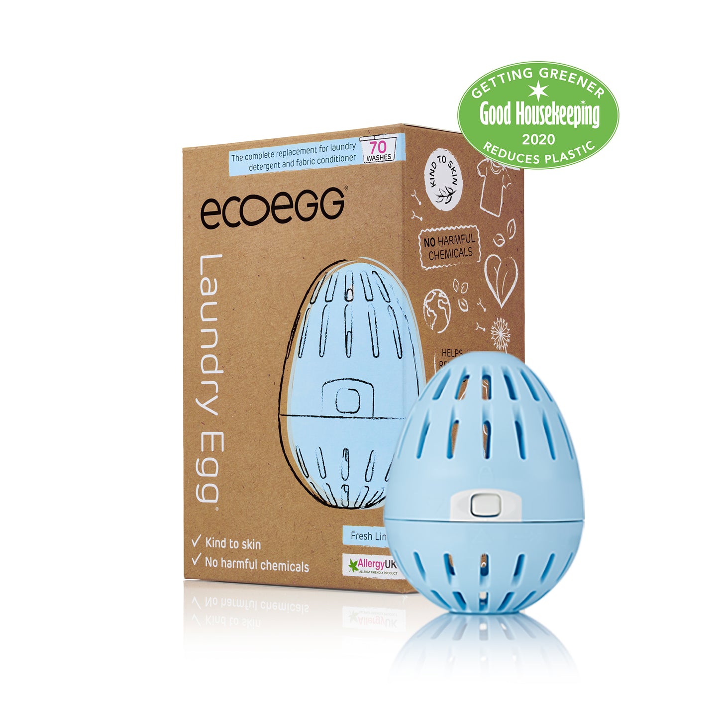 ECOEGG Laundry Egg® - Wäscheei BLAU Fresh Linen / Duft nach frischer Bettwäsche | natürliches Waschmittel mit Mineralpellets | umweltfreundlich | zero waste | vegan