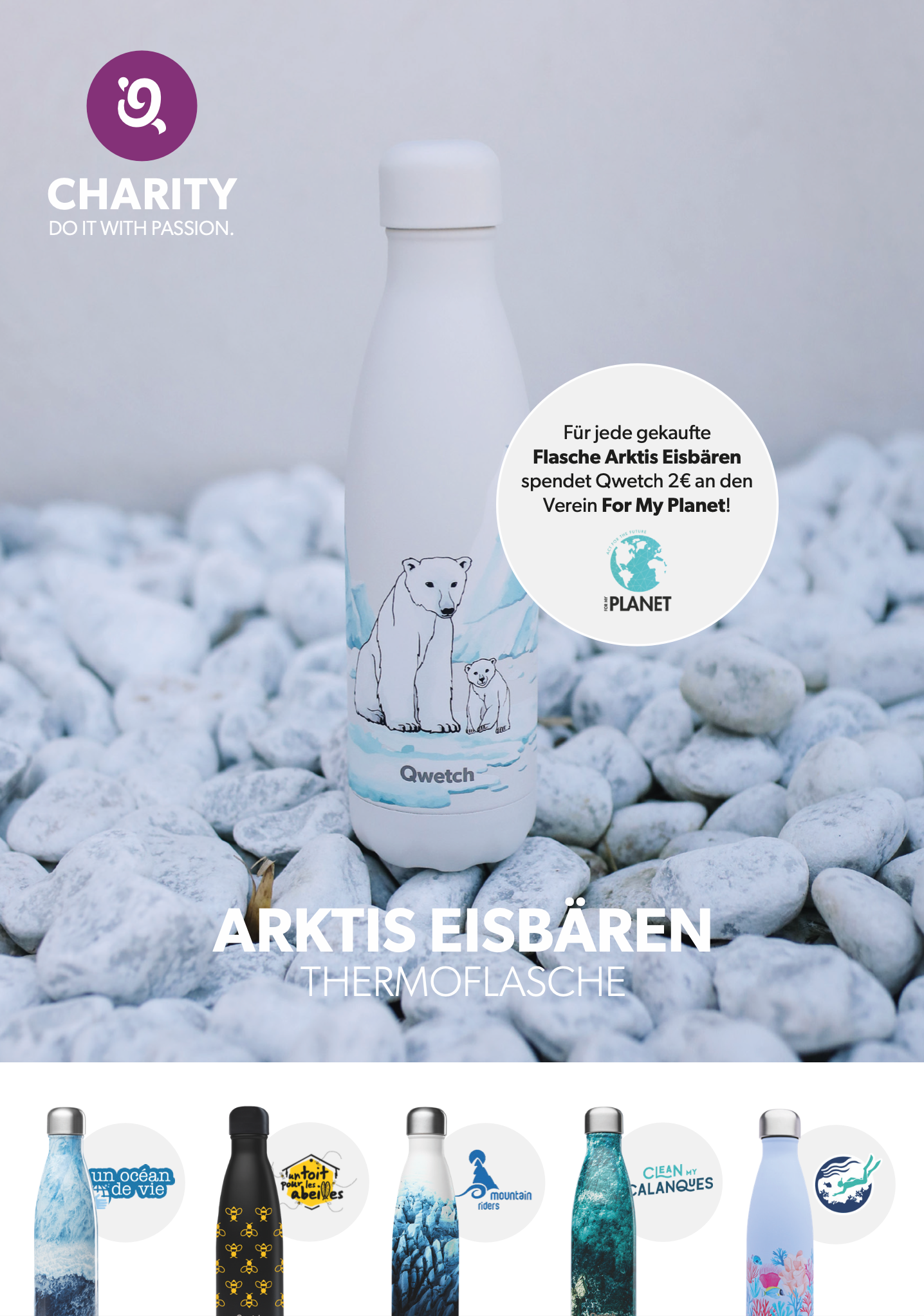 QWETCH Charity Thermoflasche ARKTIS EISBÄR | 500ml