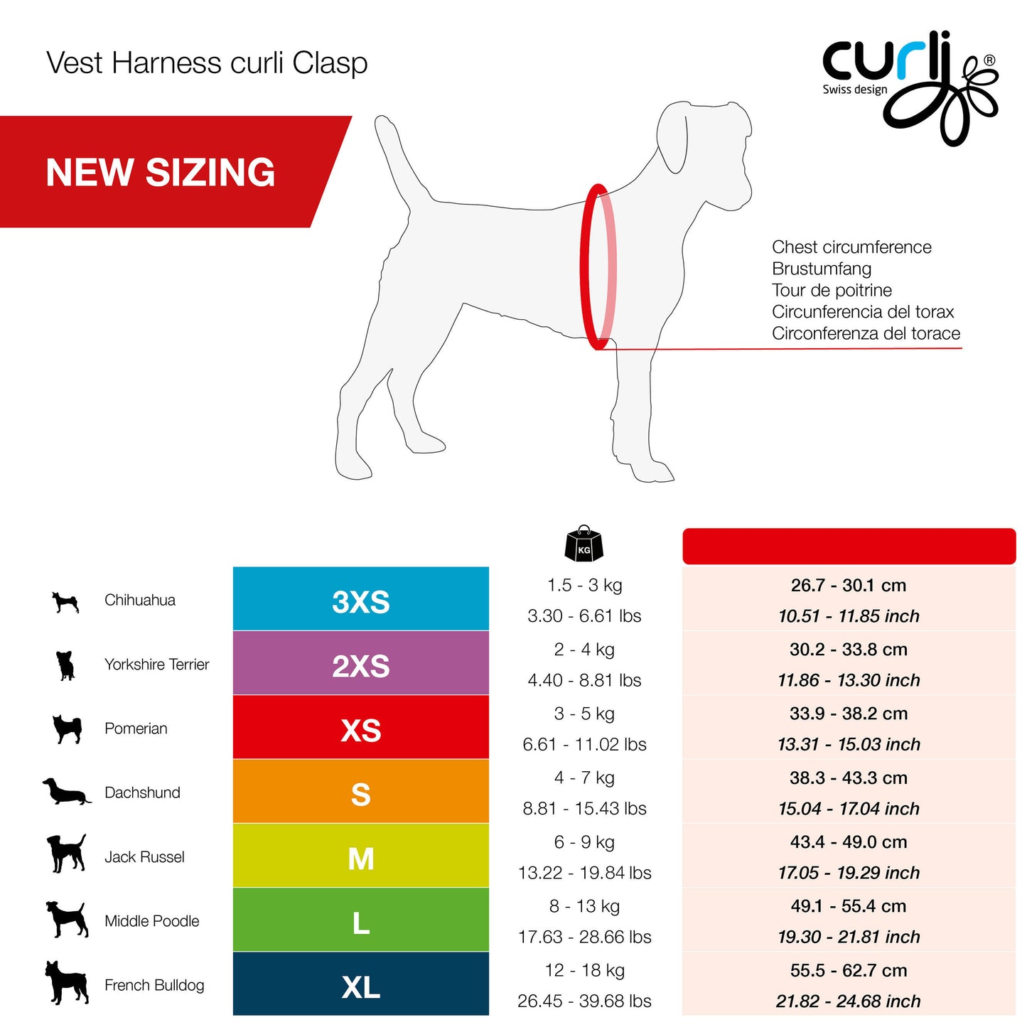CURLI leichtes Brustgeschirr VEST HARNESS aus Air-Mesh mit CURLI CLASP SCHNALLE | verschiedene Farben