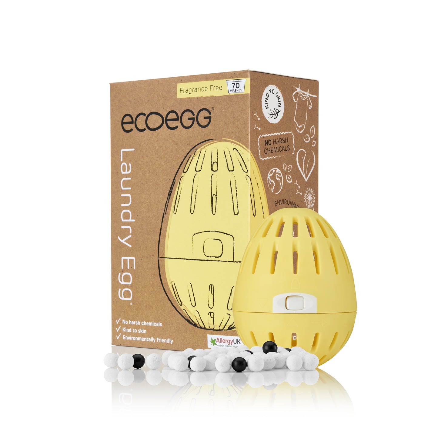 ECOEGG Laundry Egg® - Wäscheei GELB Fragrance Free / durftlos | natürliches Waschmittel mit Mineralpellets | umweltfreundlich | zero waste | vegan