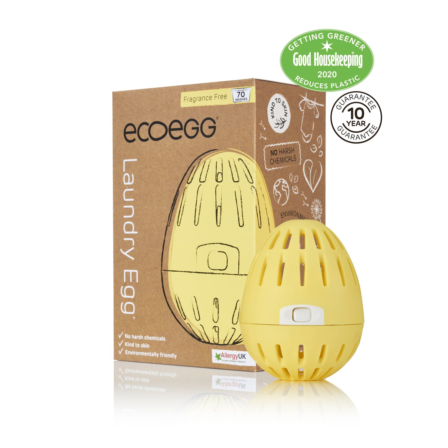ECOEGG Laundry Egg® - Wäscheei GELB Fragrance Free / durftlos | natürliches Waschmittel mit Mineralpellets | umweltfreundlich | zero waste | vegan