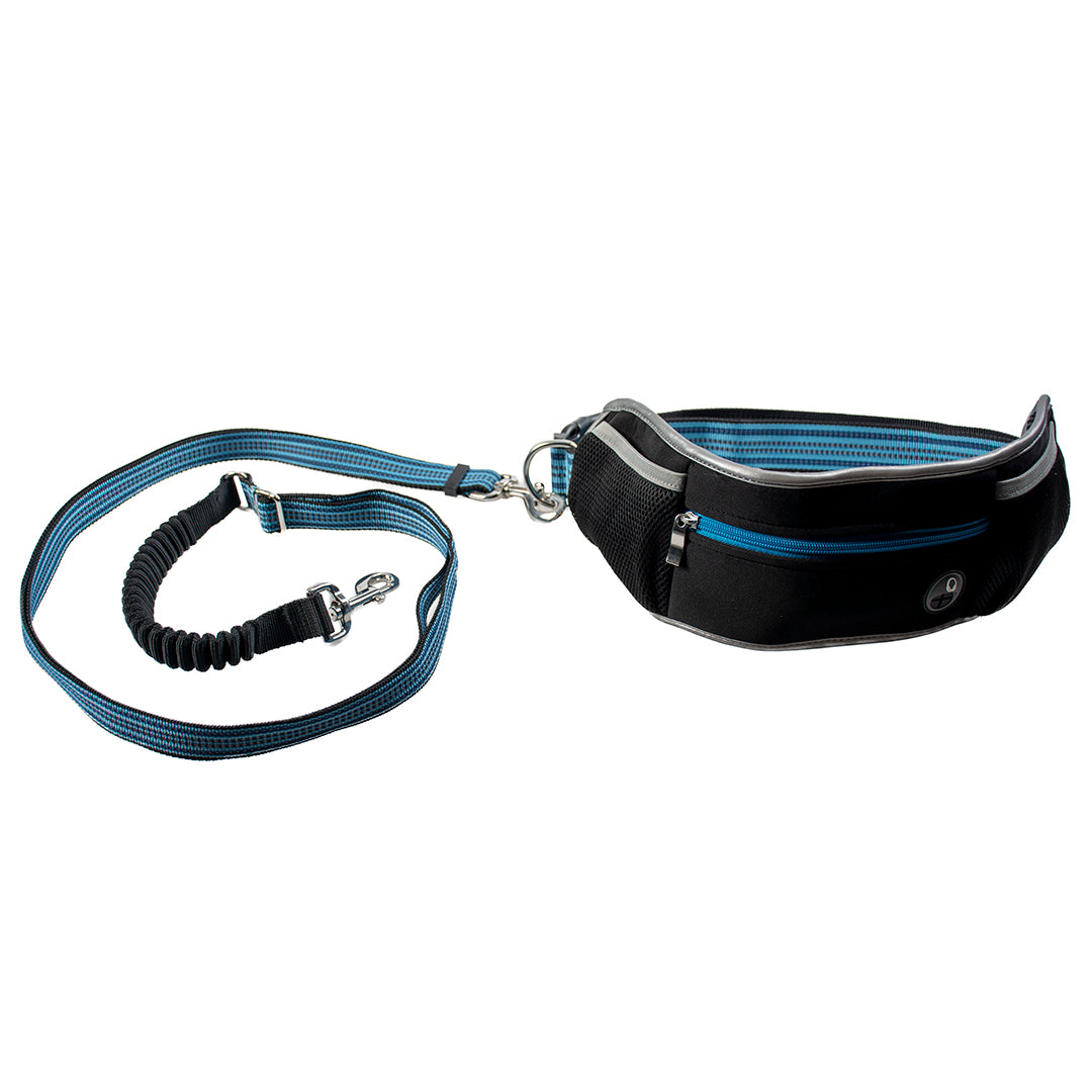 DUVO+ Sportgurt mit verstellbarer Leine / Sports Belt & Line aus Nylon & Neopren | schwarz-blau-türkis