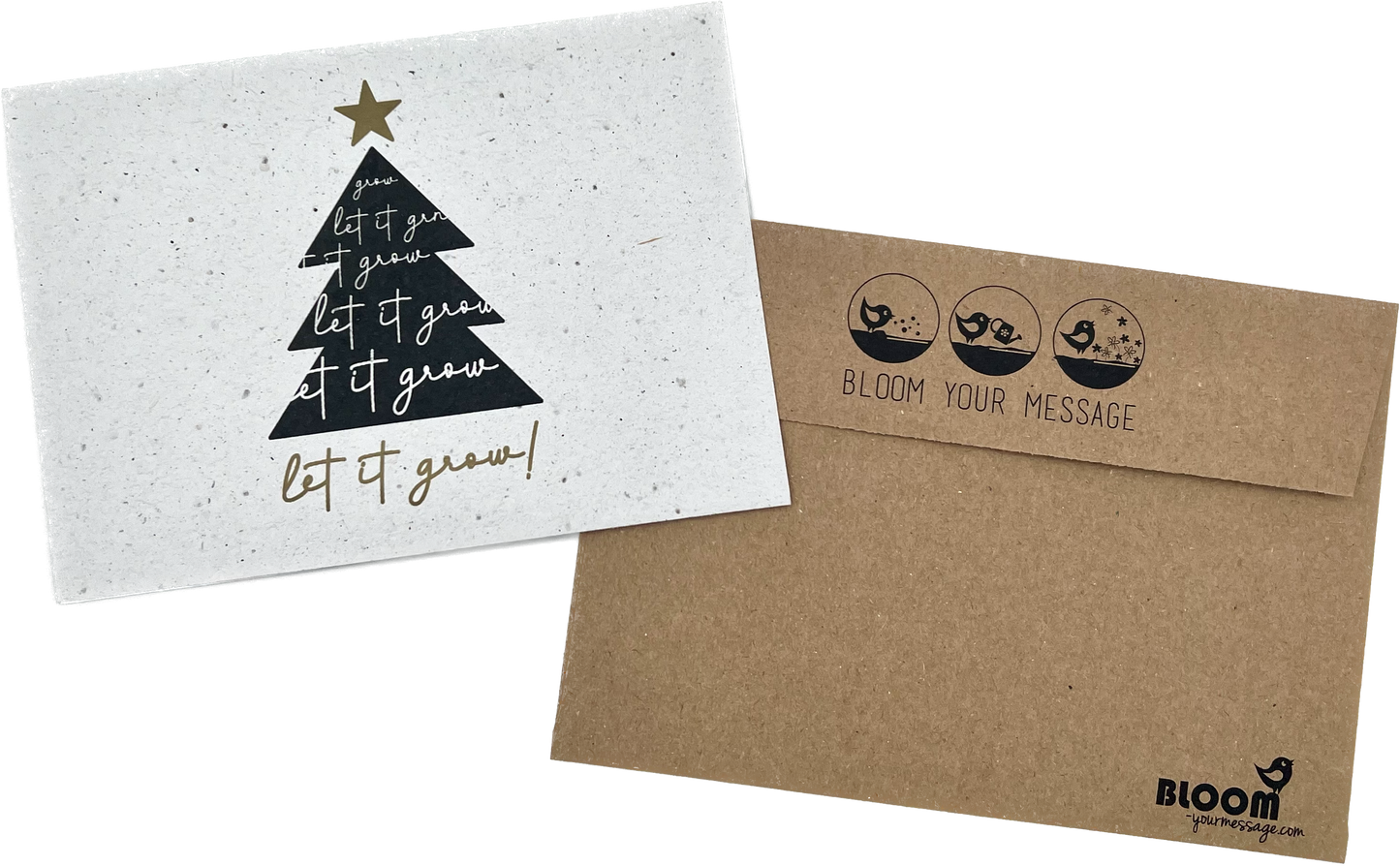 BLOOM YOUR MESSAGE Saatgutkarte "Let it grow!" mit Weihnachtsbaum Motiv | 100% recyceltes Material