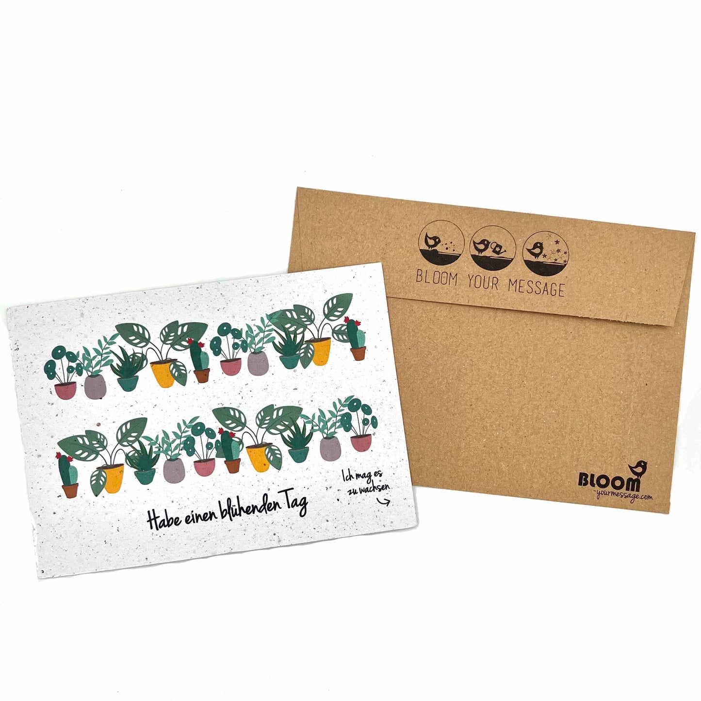 BLOOM YOUR MESSAGE bunte Blumenkarte "Habe einen blühenden Tag" mit Blumensaatgut | 100% recyceltes Material
