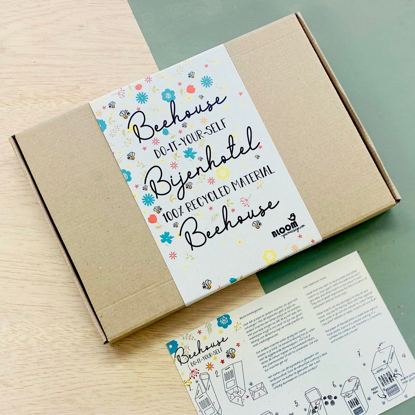 BLOOM YOUR MESSAGE Bienenhaus / Bienenhotel | Do it yourself Bausatz | 100% recycelte Materialien