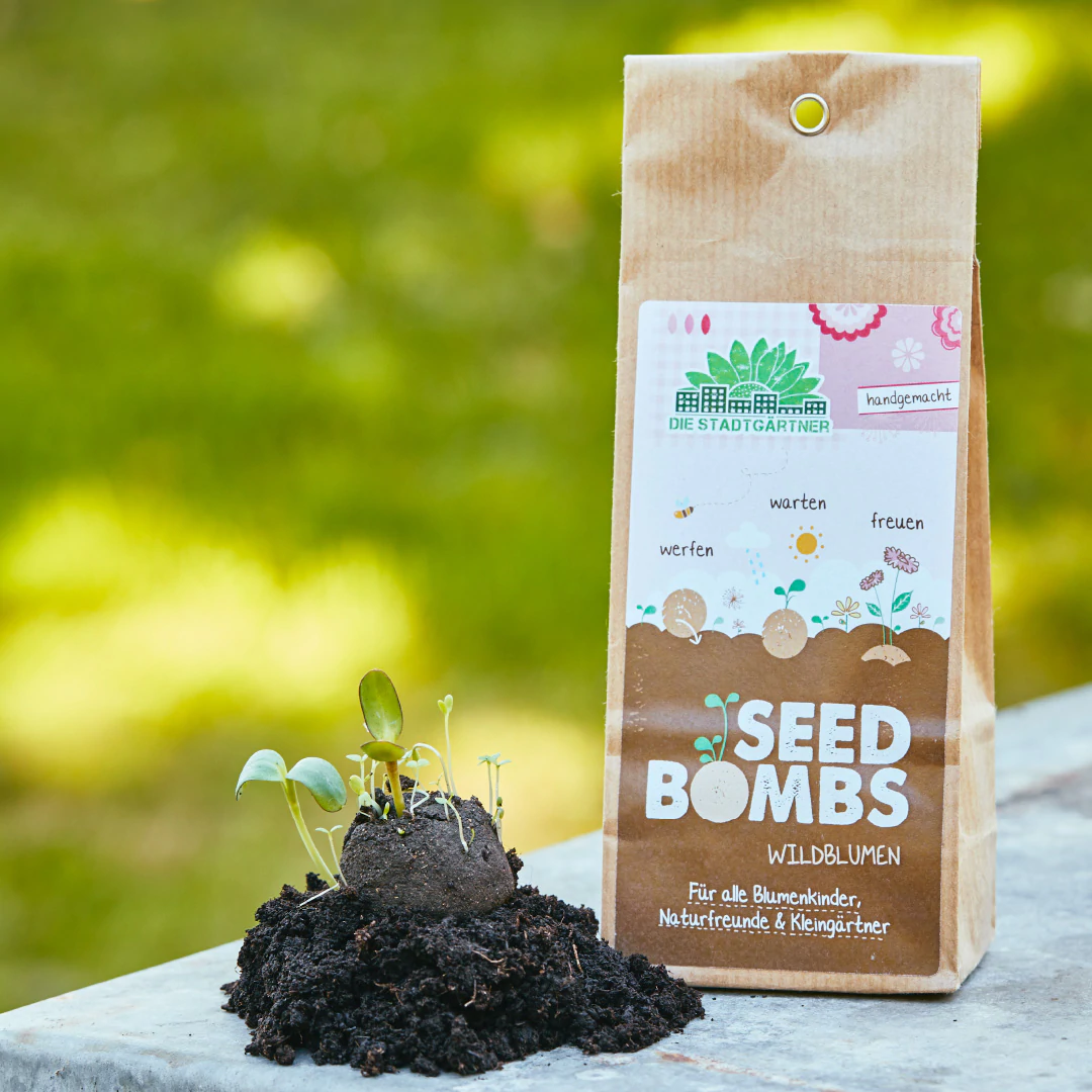 DIE STADTGÄRTNER handgemachte Saatbomben | Seedbombs | nachhaltiges Geschenk | 100% natürliche Rohstoffe | 5 Stück