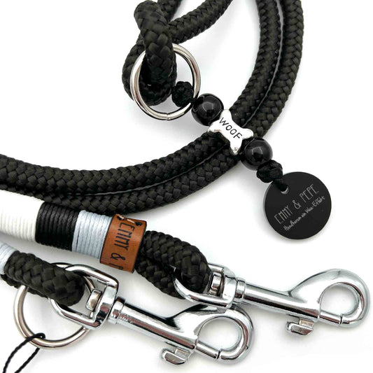 EMMY & PEPE Handgefertigte Hundeleine "Strolch" | schwarz | vegan