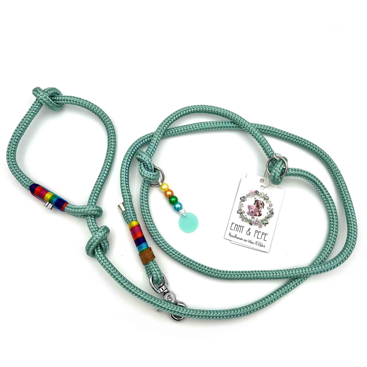 EMMY & PEPE Retrieverleine / Moxonleine / Schlupfleine "Scooby Doo" | mint | vegan