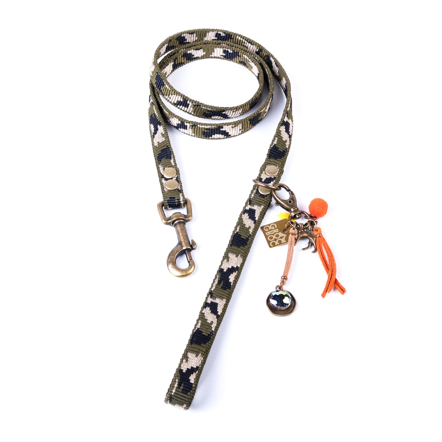 GROC GROC handgefertigte leichte Hundeleine LUCKY in Camouflage Design verde | Tranfleck grün | 118cm