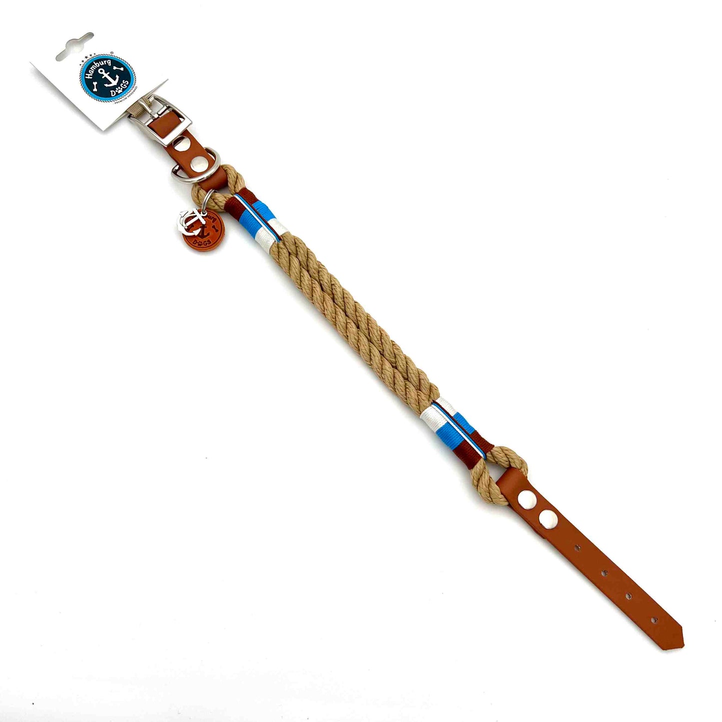 HAMBURG DOGS Handgefertigtes Hundehalsband Bootsmann Sylt EDITION Captain mit BioThane-Riemen | XS, S, M & L