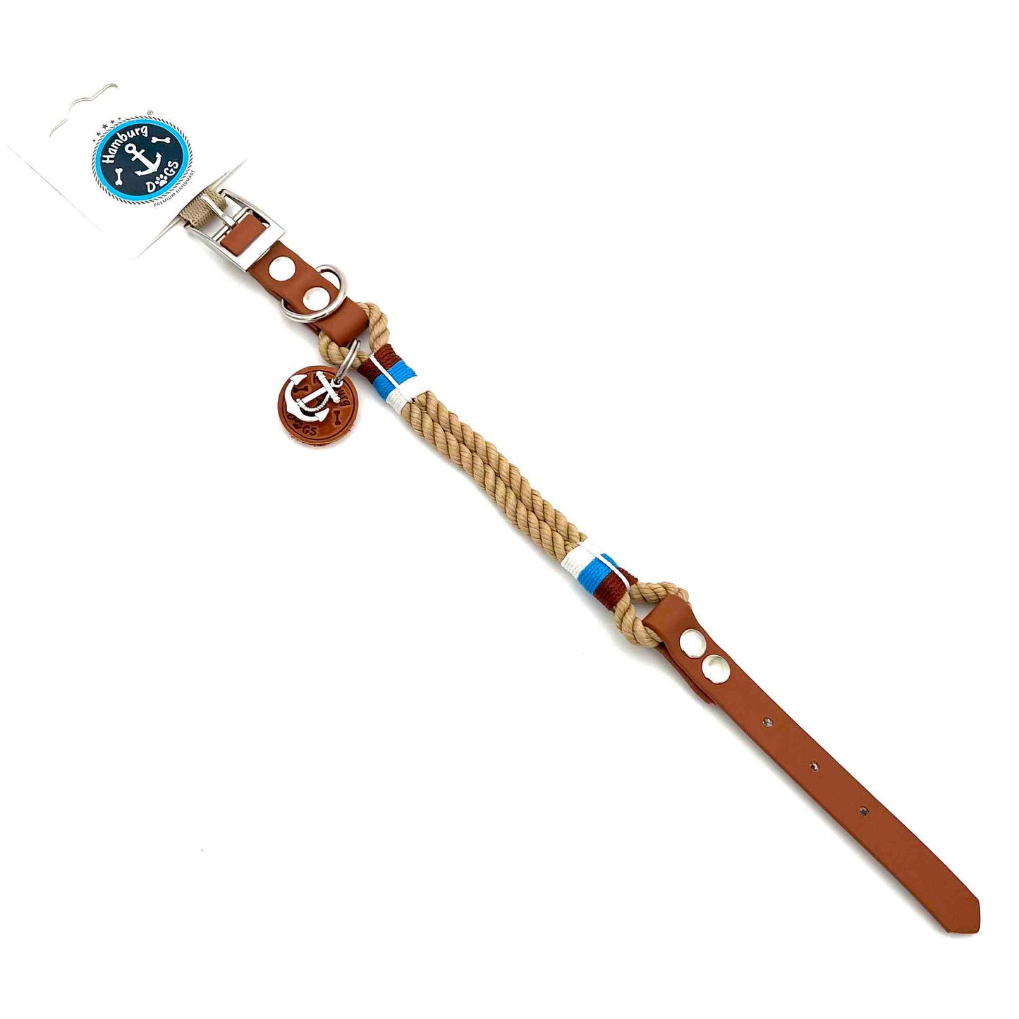 HAMBURG DOGS Handgefertigtes Hundehalsband Bootsmann Sylt EDITION Captain mit BioThane-Riemen | XS, S, M & L