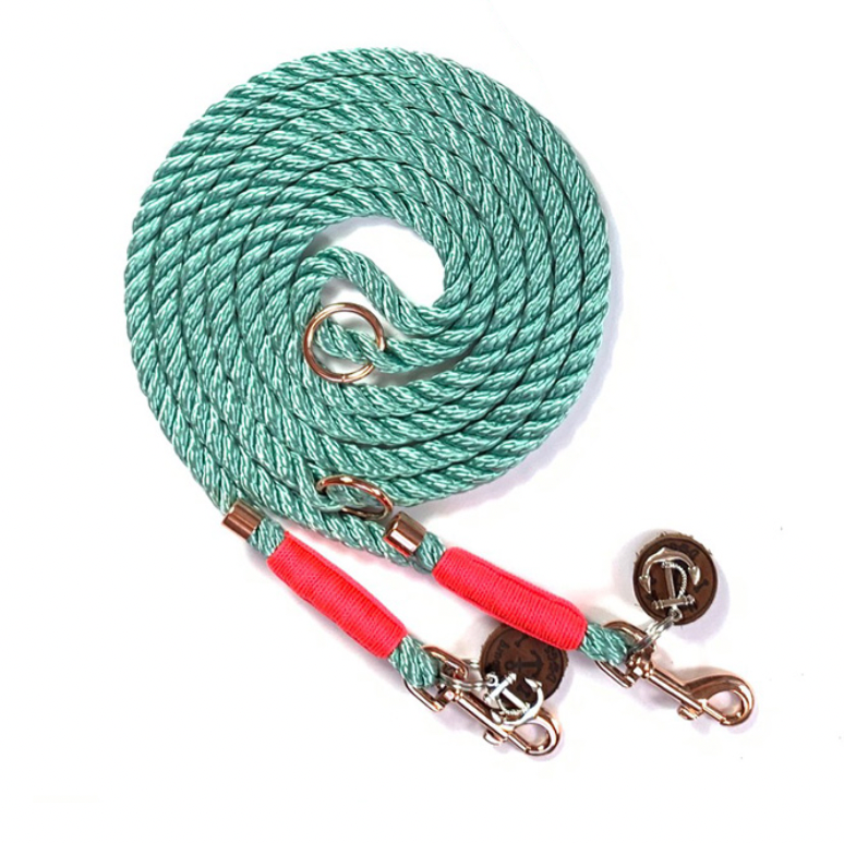 Hundeleine SEA GRAS aus der Serie Bootsmann MINI von "Hamburg Dogs" in grausrün mit pink