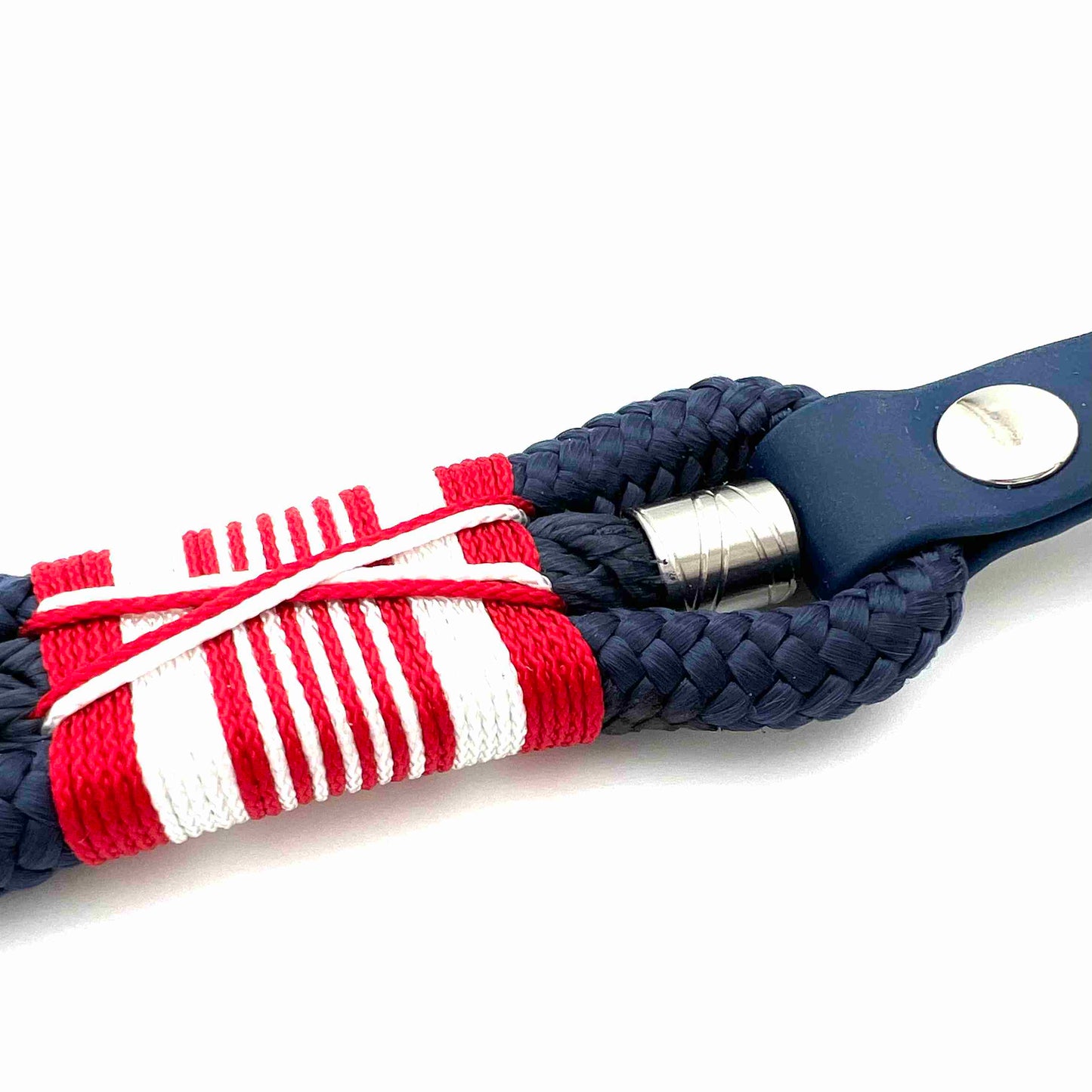 HAMBURG DOGS Handgefertigtes Hundehalsband JP Fiete Navy Blau | rot-weißmit BioThane-Riemen | L, XL, XXL & XXXL