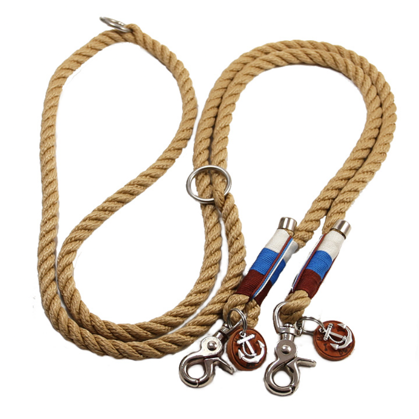 HAMBURG DOGS Handgefertigte Führleine für Hunde | Bootsmann Sylt EDITION Captain | Tau 6mm, 8mm & 10mm | NEUES Design