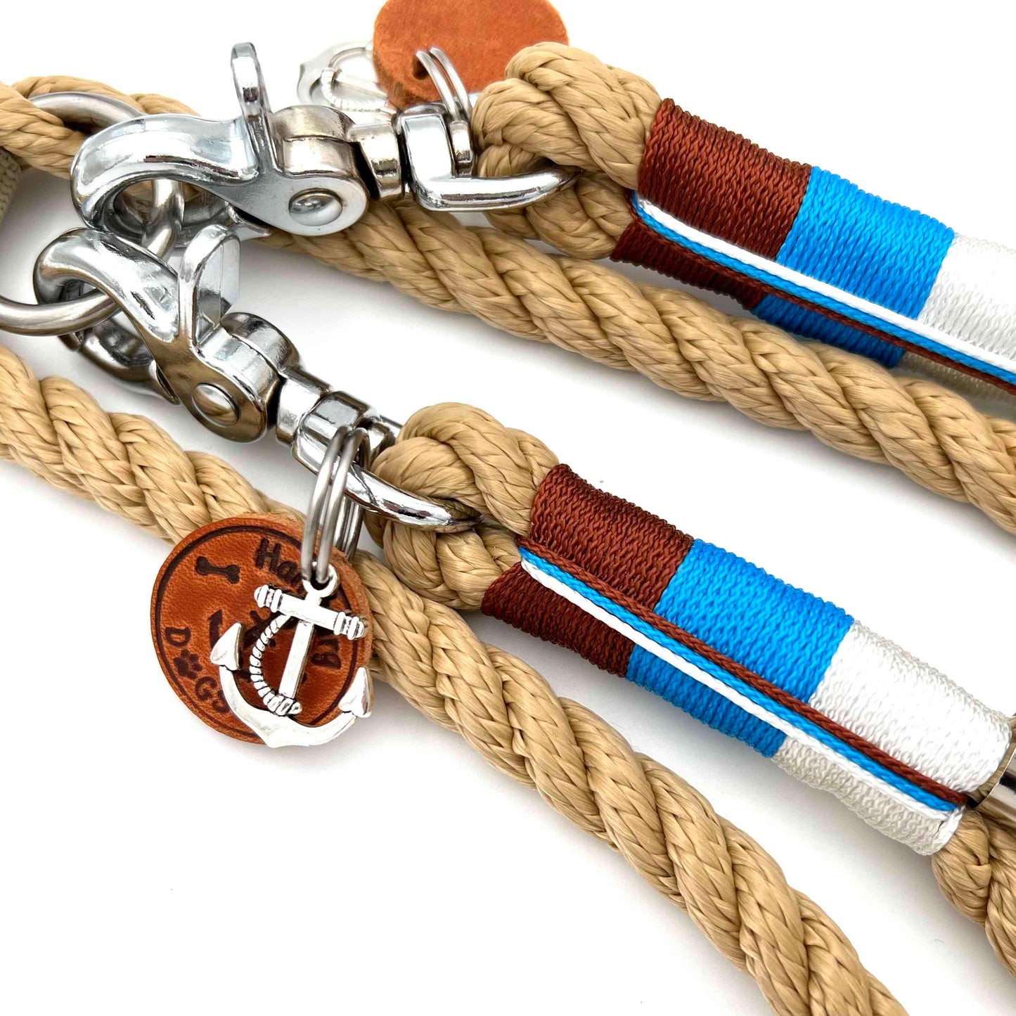 HAMBURG DOGS Handgefertigte Führleine für Hunde | Bootsmann Sylt EDITION Captain | Tau 6mm, 8mm & 10mm | NEUES Design