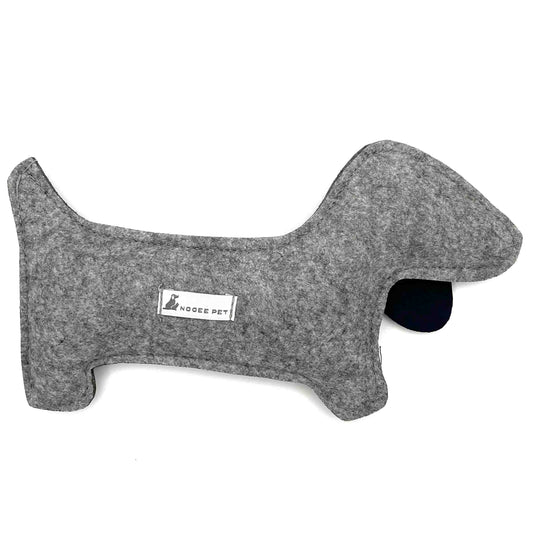 NOOEE PET Hundespielzeug DACKEL mit Schlappohr aus Filz grau/blau