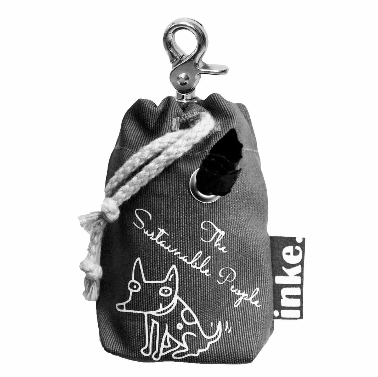 THE SUSTAINABLE PEOPLE handgefertigter Kotbeutelspender von inke. | Baumwollmischung | inkl. 1 Rolle biologisch abbaubarer Hundekotbeutel