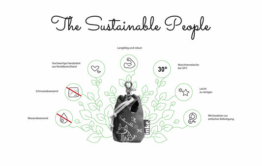 THE SUSTAINABLE PEOPLE handgefertigter Kotbeutelspender von inke. | Baumwollmischung | inkl. 1 Rolle biologisch abbaubarer Hundekotbeutel