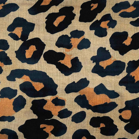 ZAZA`Z Schal mit Panterprint in braun und schwarz | mit Quasten | 180x90cm | Viskose