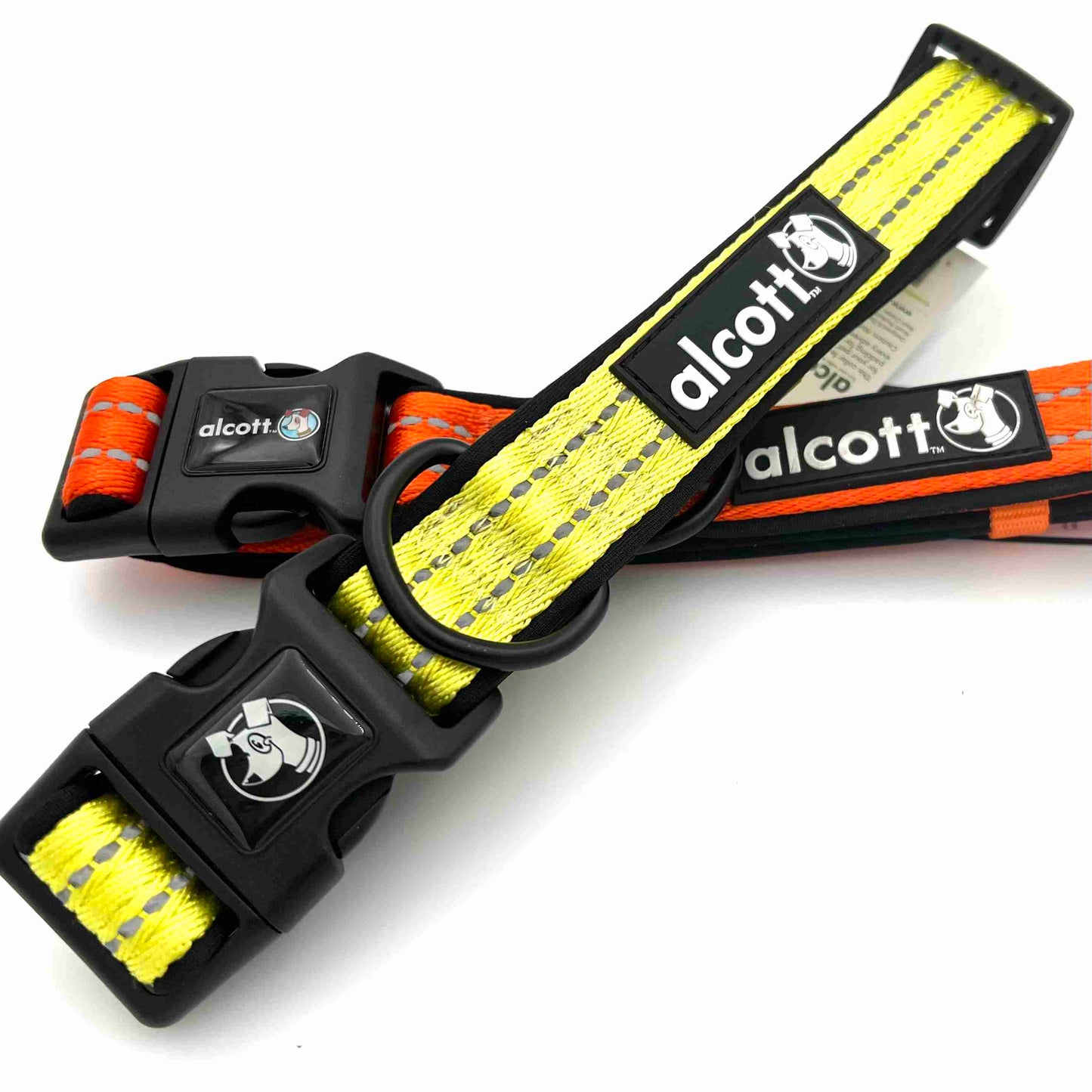 ALCOTT reflektierendes NEON Abenteuer Halsband in S, M oder L | gelb & orange