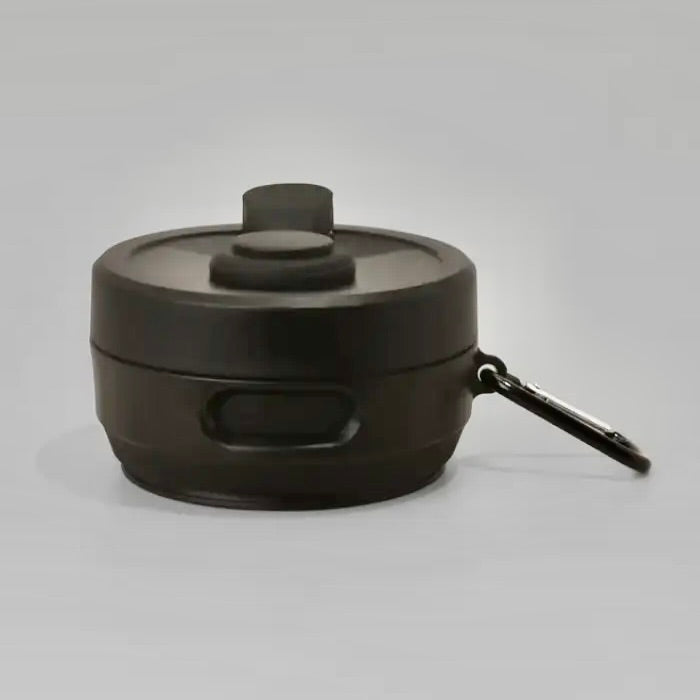 COCOPUP LONDON faltbarer Kaffebecher TO GO aus Silikon (BPA-frei) mit Karabiner | schwarz