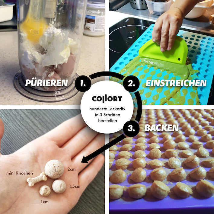 COLLORY Backmatte "Halbkugel" aus 100% lebensmittelechtem Platinsilikon zur Herstellung von Hundekeksen