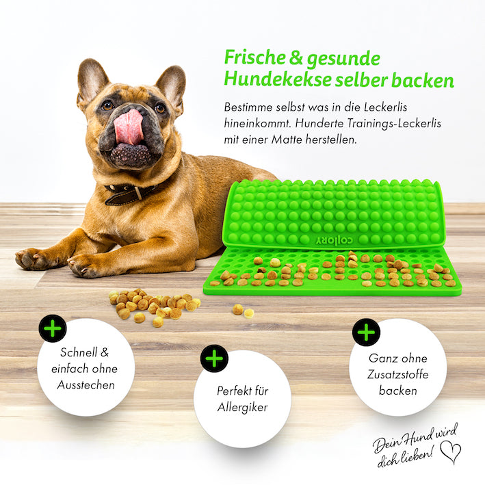 COLLORY Backmatte "Halbkugel" aus 100% lebensmittelechtem Platinsilikon zur Herstellung von Hundekeksen