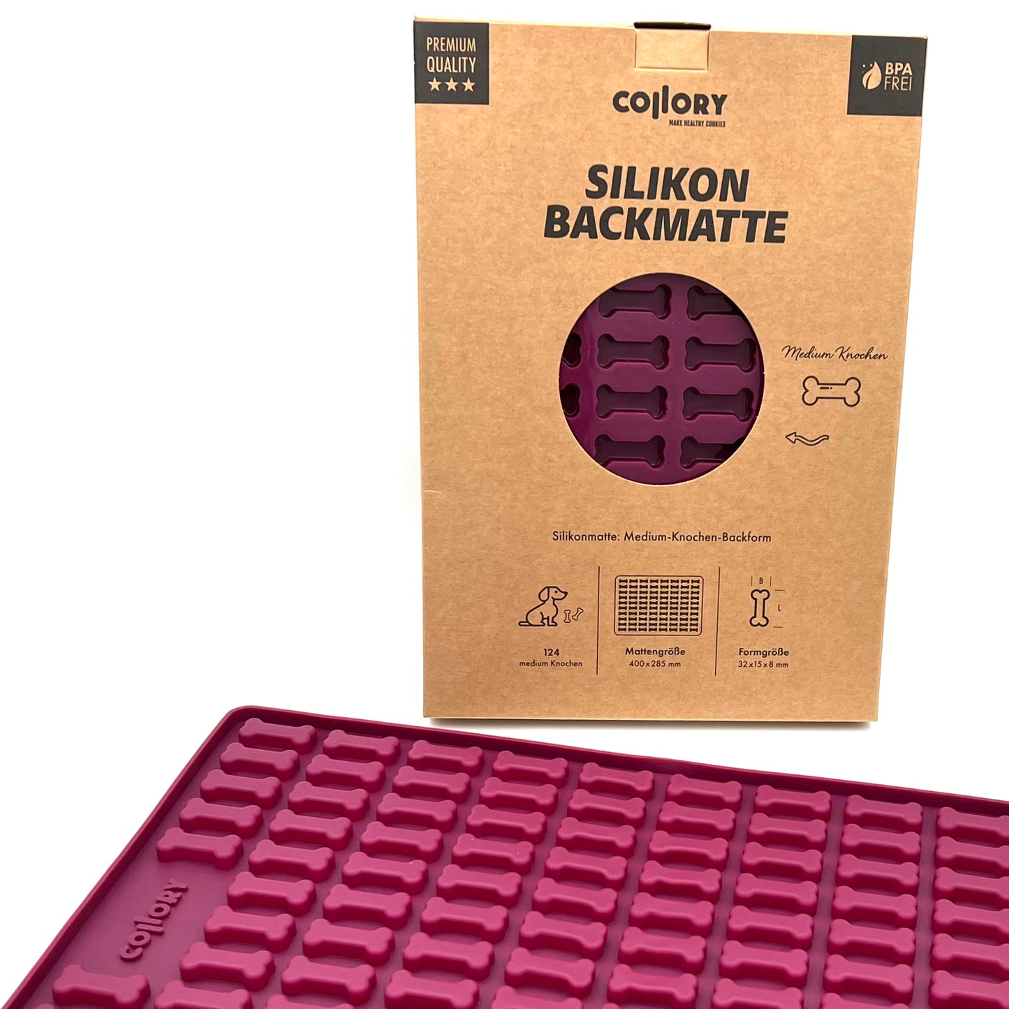 COLLORY Backmatte "Knochen" aus 100% lebensmittelechtem Platinsilikon zur Herstellung von Hundekeksen