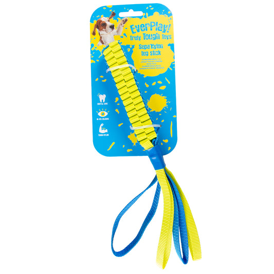 DUVO+ Supa'Nylon Aktivitätsspielzeug für Hunde in blau-gelb | S 30x3cm