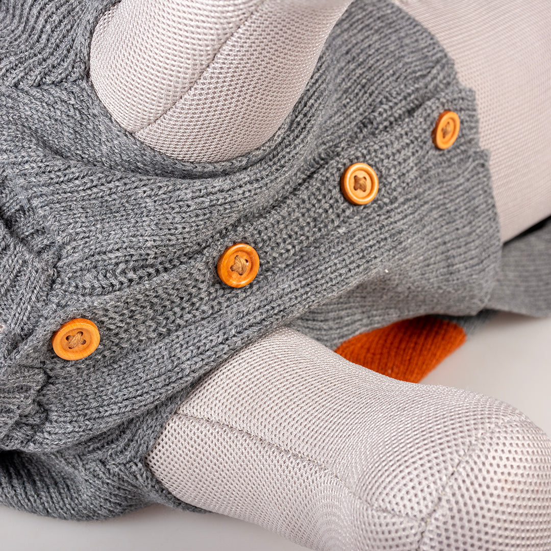 DUVO+ Hundepullover / Dog Sweater COZY aus 100 % Acrylwolle | grau-orange