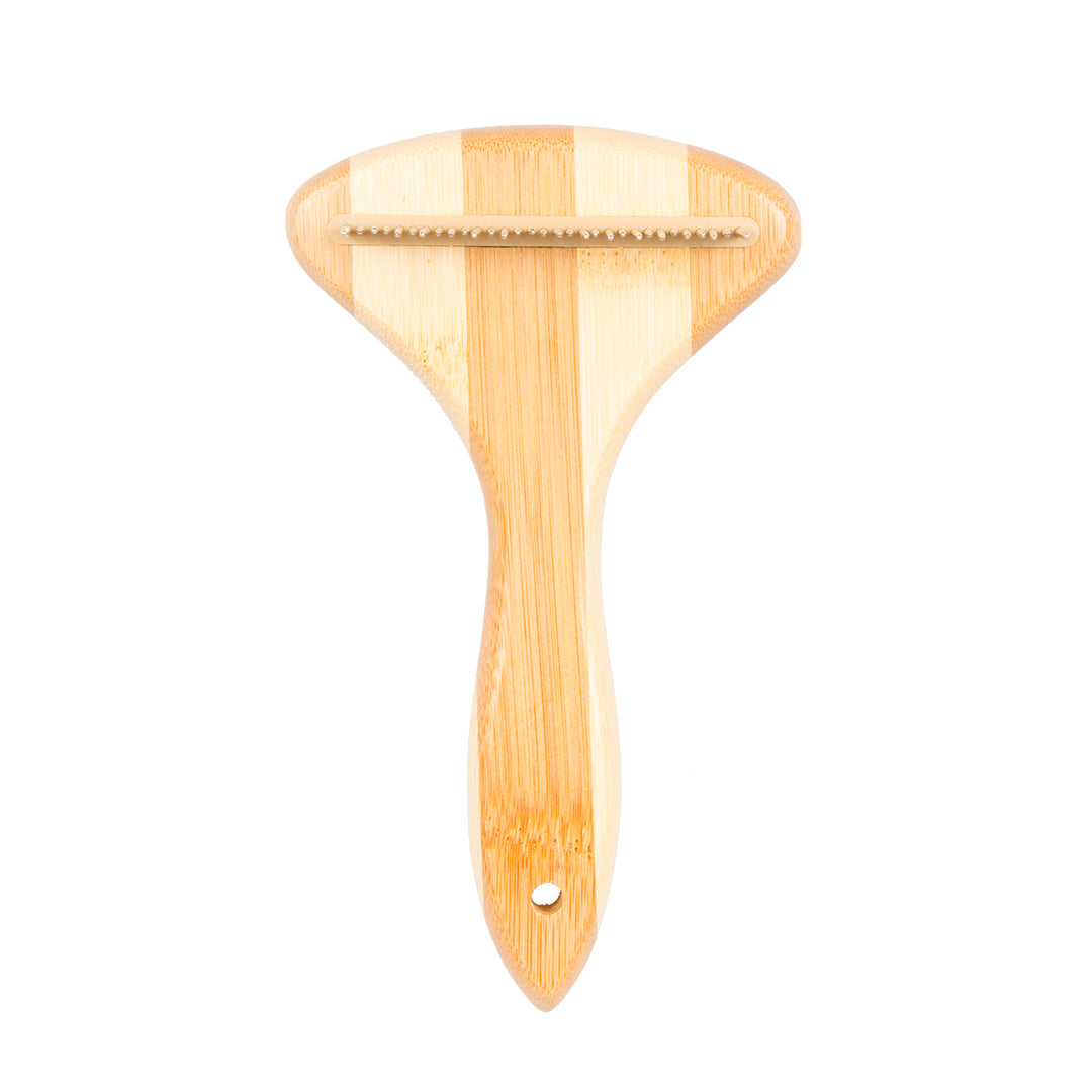 DUVO+ ergonomische Bamboo Entfilzerharke mit 31 Pins für dickes, langes, lockiges & drahtifes Fell| reinigt & massiert | Hunde & Katzen
