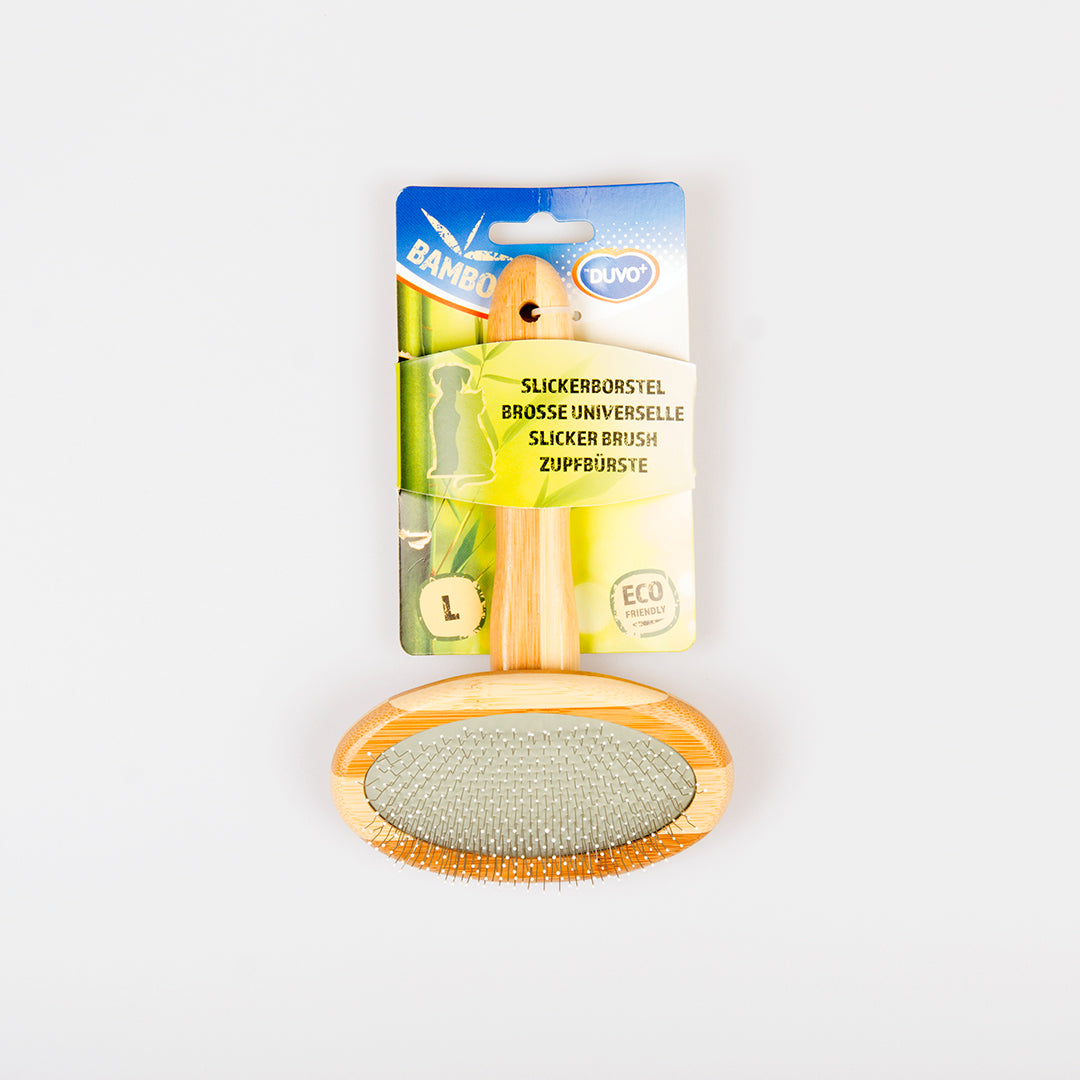 DUVO+ ergonomische Bamboo Zupfbürste L für dickes, langes & lockiges Fell | Hunde & Katzen