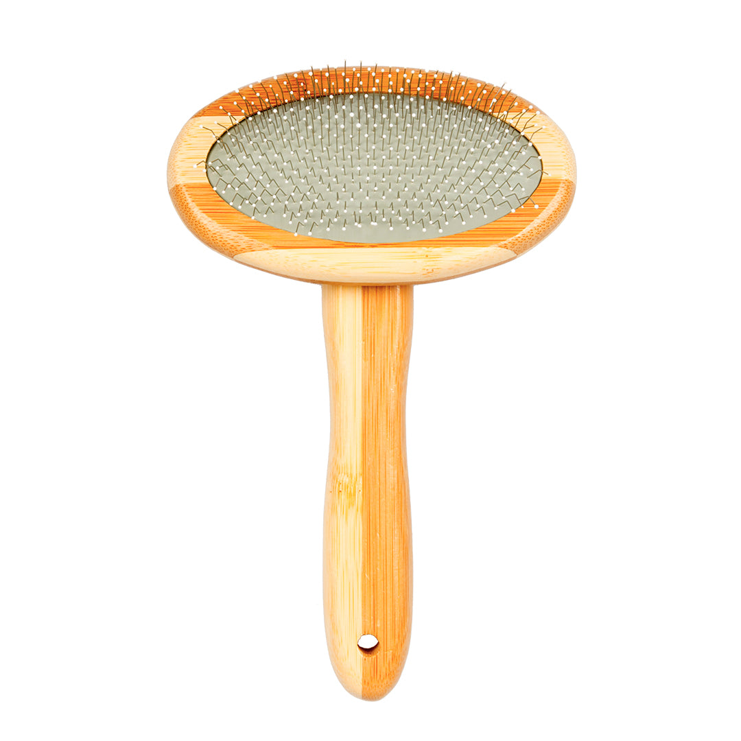 DUVO+ ergonomische Bamboo Zupfbürste L für dickes, langes & lockiges Fell | Hunde & Katzen