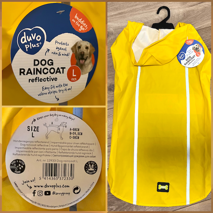 DUVO+ refelktierender Regenmantel für Hunde | wind- & wasserdicht | gelb