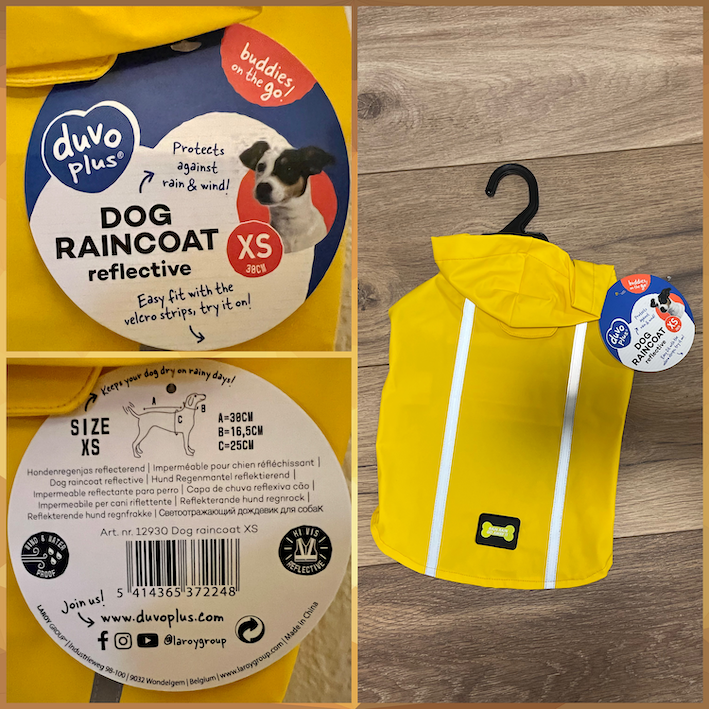 DUVO+ refelktierender Regenmantel für Hunde | wind- & wasserdicht | gelb